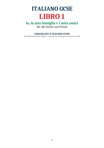 AQA GCSE Italian – Me, My Family & Friends | Theme 1 Workbook + Answers