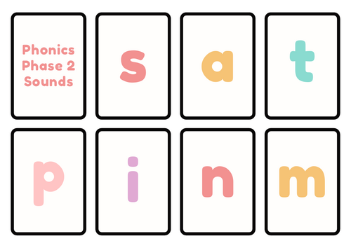 Phonics Phase 2 Flashcard set for EYFS and KS1