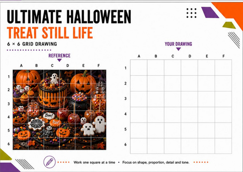 Ultimate Halloween Treat Still Life | Advanced Grid Drawing Challenge