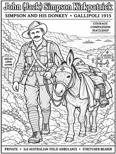 Simpson and his Donkey - John (Jack) Simpson Kirkpatrick Poster