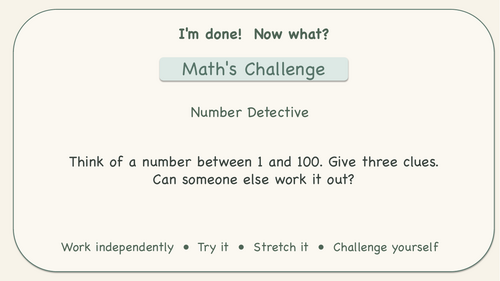 Year 2 | I'm done! Now what? Challenge cards