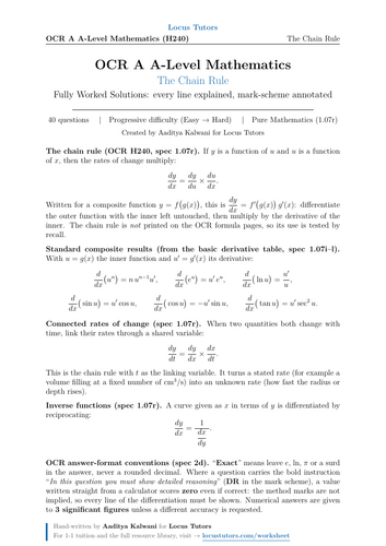 Chain Rule | OCR A A-Level Maths | 40 Worked Examples (H240)