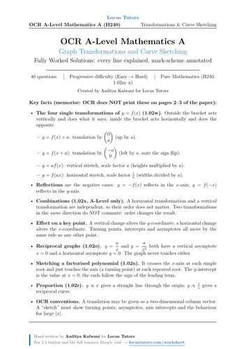 Graph Transformations & Curve Sketching | OCR A-Level Maths | 40 Worked Examples (H240)
