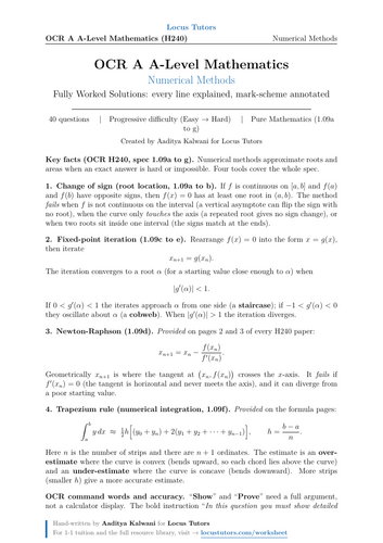 Numerical Methods | OCR A-Level Maths | 40 Worked Examples (H240)