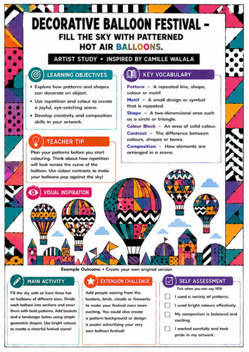 Camille Walala Art Worksheet | Patterned Underwater World | KS3 Art Activity