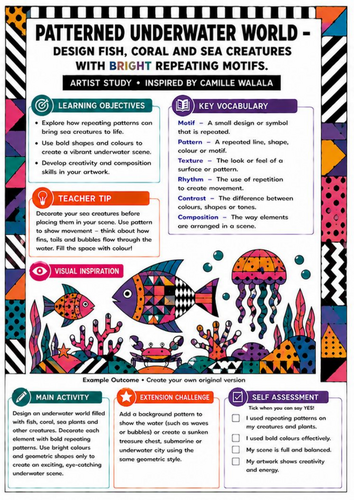Camille Walala Art Worksheet | Decorative Balloon Festival | KS3 Pattern & Colour