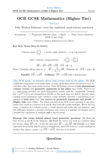 Vectors | OCR GCSE Maths Higher | 40 Worked Examples (J560)