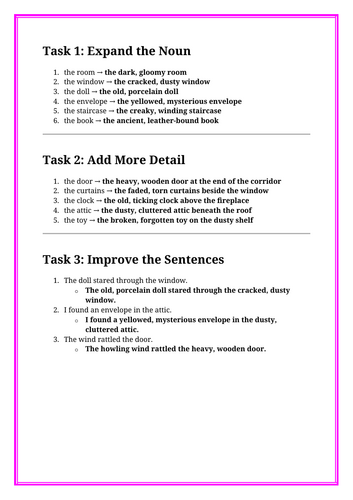 Year 5/6 Homework Bundle: Expanded Noun Phrases & Time Word Problems