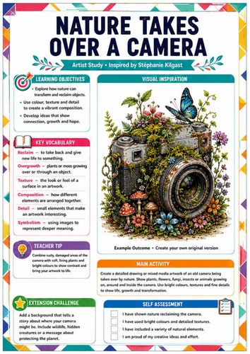 Nature Takes Over a Camera – Stéphanie Kilgast Inspired KS3/KS4 Art Worksheet