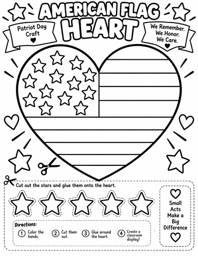 Patriot Day, September 9/11 Activities, American flag Craft, Crown Activity