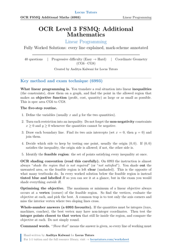 Linear Programming | OCR FSMQ 6993 | 40 Worked Examples