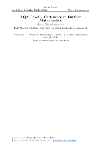 Matrix Transformations | AQA L2 Further 8365 | 40 Worked Examples