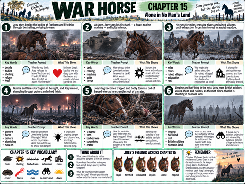 War Horse Chapters 11–15 | Visual Revision Mats, Comprehension & Lesson Resources