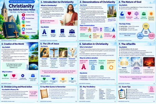 AQA GCSE Religious Studies Christianity Revision Mats – Beliefs, Teachings & Practices