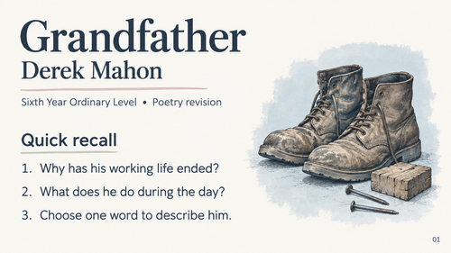 Grandfather by Derek Mahon - Leaving Cert Ordinary Level Revision Slides