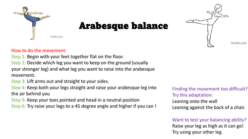 Gymnastics balance task cards
