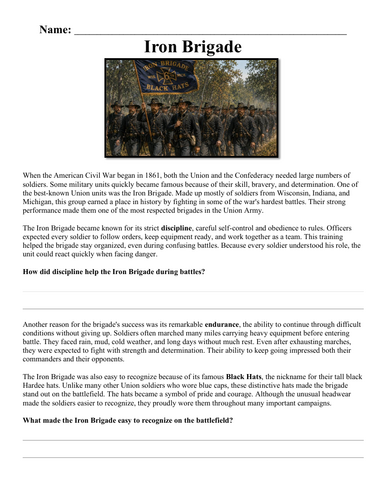 Iron Brigade Worksheet "Chunked'