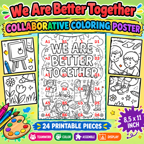 Together We Create – Collaborative Coloring Poster | Teamwork & Classroom Community