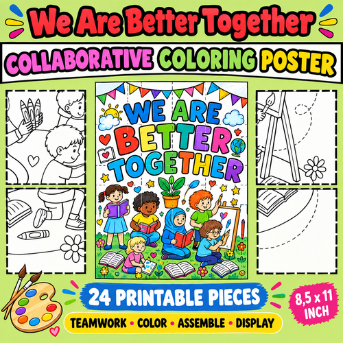 Together We Create 24 Piece Collaborative Coloring Poster