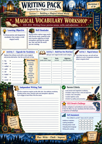 Magical School Writing Pack KS2���KS3 | Creative Writing, Description, Dialogue, Suspense & Narrative