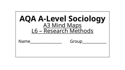 Research Methods A3 Mind Maps A-Level Sociology