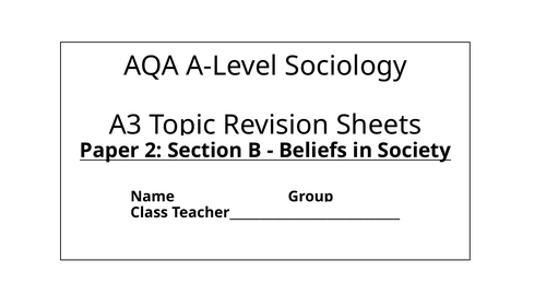 Beliefs in Society A3 Mind Maps A-Level Sociology