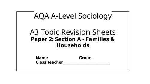 Families & Households A3 Mind Maps A-Level Sociology