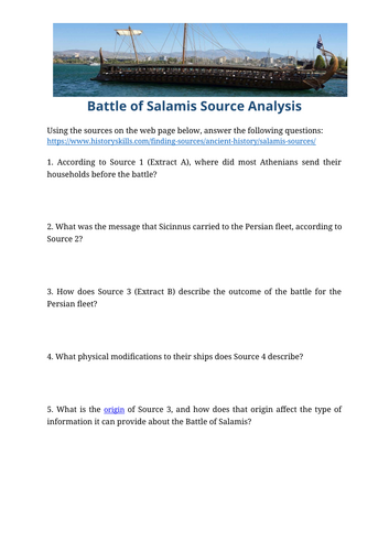 Battle of Salamis Source Analysis Worksheet