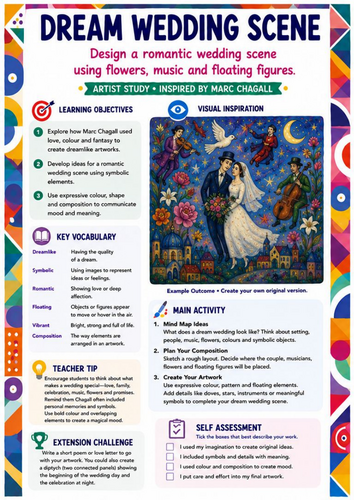 Marc Chagall Art Worksheet – Dream Wedding Scene | Symbolism KS3 & KS4 Art