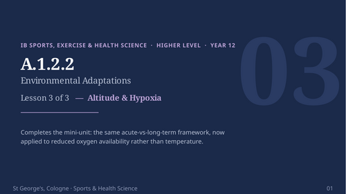 IB SEHS (HL) – Topic A.1.2.2: Environmental Adaptations-Altitude & Hypoxia Complete Lesson