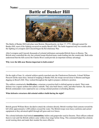 Battle of Bunker Hill Assignment "Chunked"
