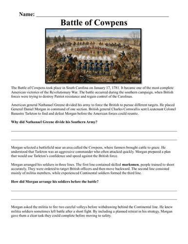 Battle of Cowpens Assignment "Chunked"