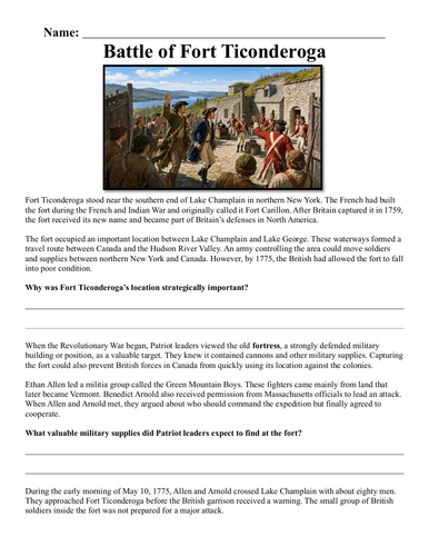 Battle of Fort Ticonderoga Assignment  "Chunked"