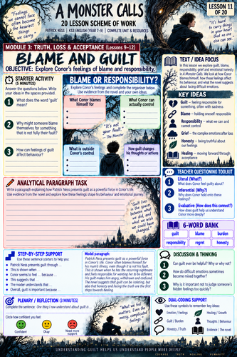 a monster calls worksheets 11-20