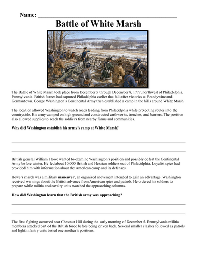 Battle of White Marsh Assignment "Chunked"