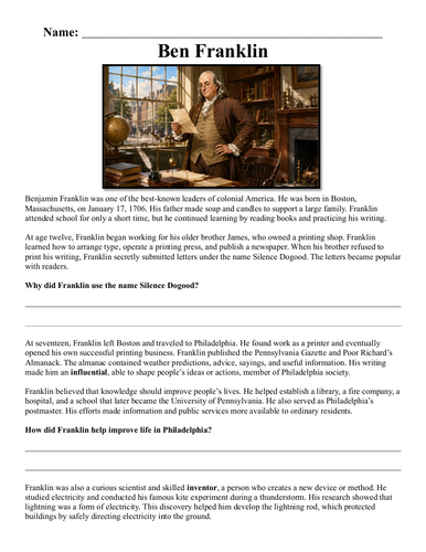 Ben Franklin Assignment "Chunked"