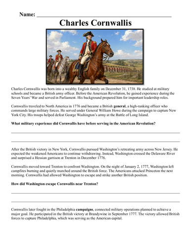 Charles Cornwallis Assignment "Chunked"
