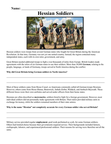 Hessian Soldiers Assignment "Chunked"