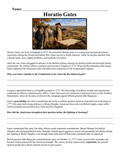 Horatio Gates Assignment "Chunked"