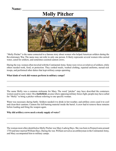 Molly Pitcher Assignment "Chunked"