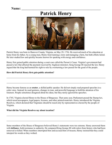 Patrick Henry Assignment "Chunked"