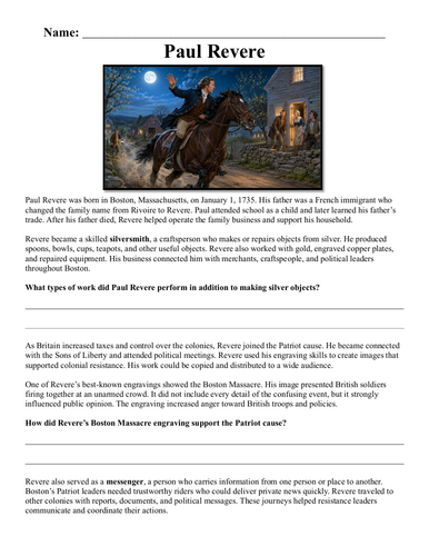 Paul Revere  Assignment "Chunked'