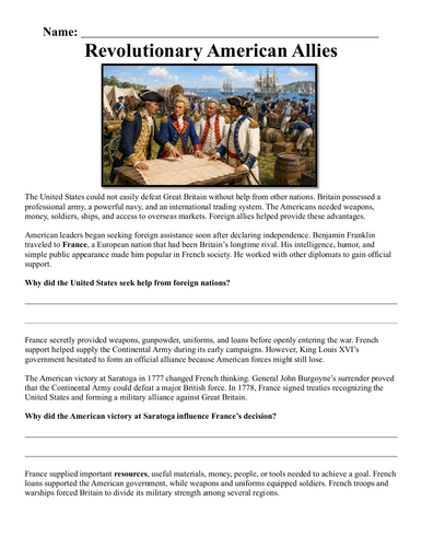 Revolutionary American Allies Assignment "Chunked"