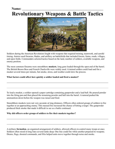 Revolutionary Weapons & Battle Tactics Assignment "Chunked"