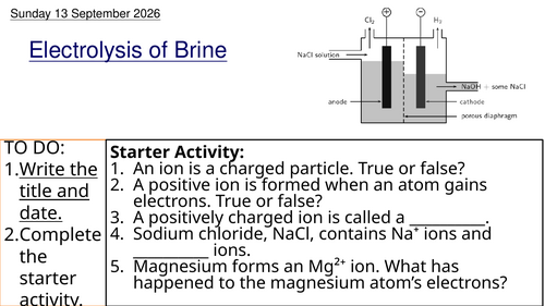 L3 Electrolysis of Brine (Unit 5 Chemistry BTEC Applied Science)