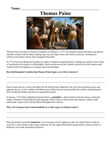 Thomas Paine Assignment "Chunked"