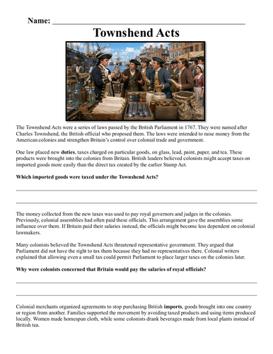 Townshend Acts Assignment "Chunked"