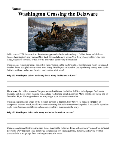 Washington Crossing the Delaware Assignment "Chunked"