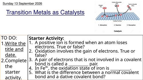 L5 Transition Metals as Catalysts (Unit 5 Chemistry BTEC Applied Science)