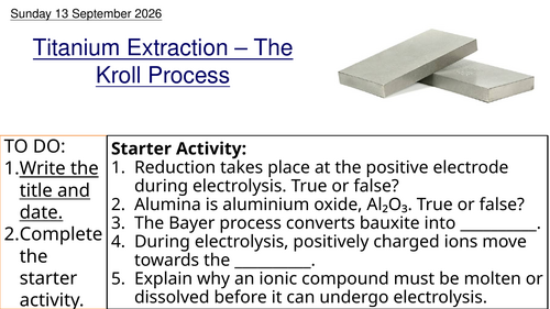 L8 Titanium Extraction The Kroll Process (Unit 5 Chemistry BTEC Applied Science)